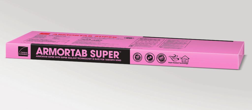 ARMORTAB SUPER DO NOT REMOVE THE RELEASE TAPE The release tape on the top of the ARMORTAB SUPER is designed to prevent adhesion between the shingles, so please do not remove the release tape for