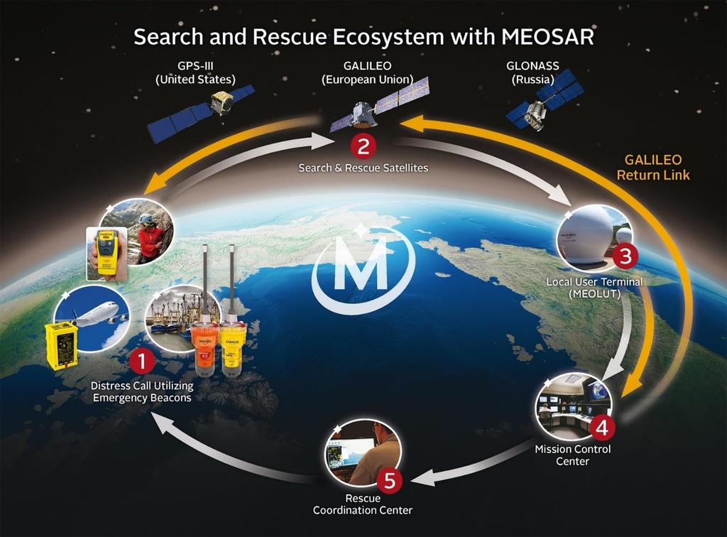 MEOSAR - TIME FRAMES AND IMPACT MEOSAR: Next steps 72 new satellites by 2020 Galileo offers Return Link Service by 2019 New ground infrastructure ongoing Impact First Phase Faster detection of 406