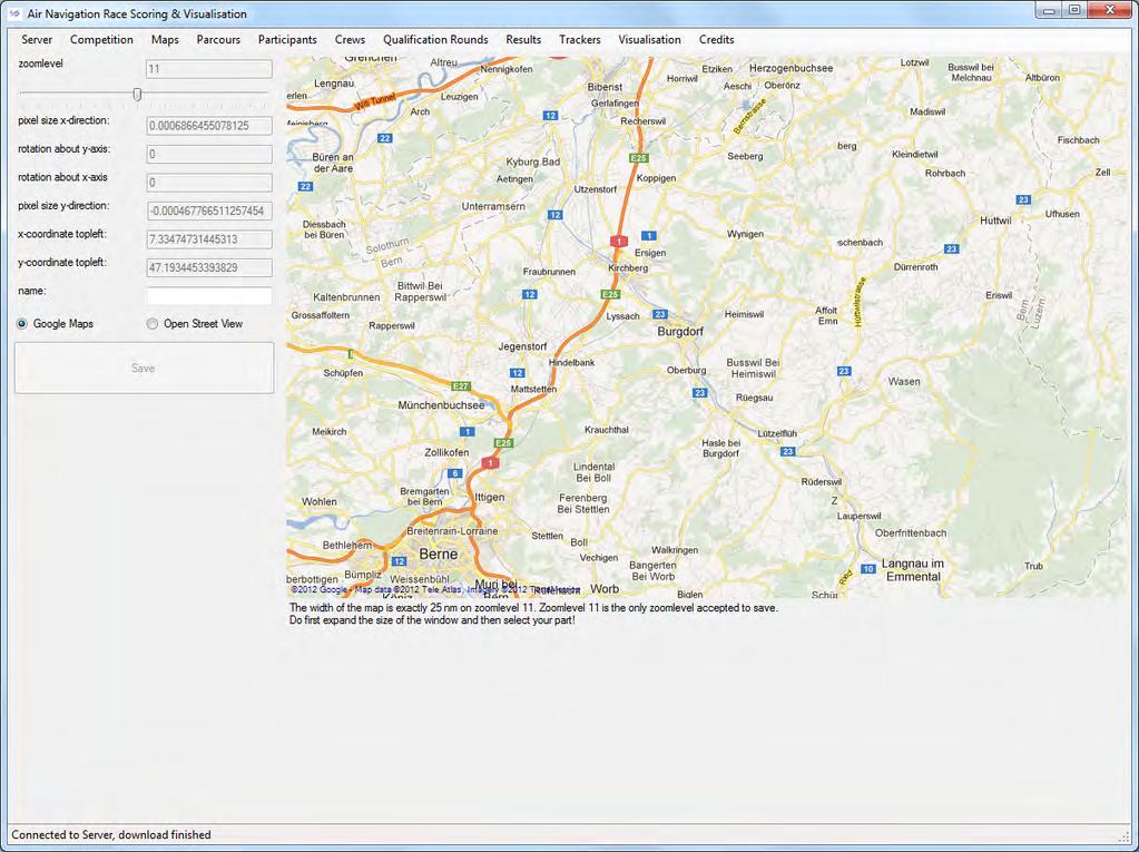 5.2 Online map import 1. Click on the Maps-Menu and select Map import from Maps. It may take some time because of the connection with Google Maps. 2.