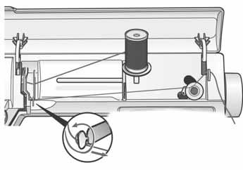 Learn your Scandinavia 200 Bobbin Winding Vertical Spool Pin 1 Place an empty bobbin with the mark out-wards on the bobbin spindle and bring it down.