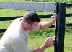 F LOWER EDGE OF FENCE RAIL LOWER EDGE OF FENCE RAIL When you have your boards and holes lined up you are ready to drive a lag bolt. Please make sure you use a consistent the board surface.