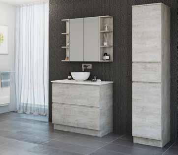 Nevada Plus Vanity mm NP90MF $1,935 Concrete Formwood Cabinet Blanca Granite Meganite Solid Surface with Rose Ceramic Basin