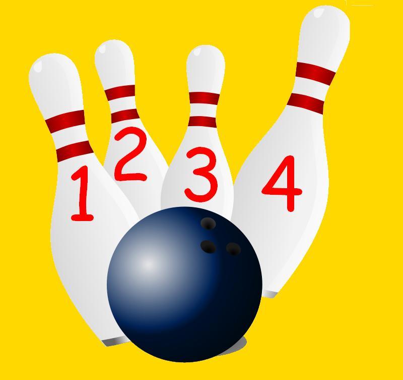 Four-pin bowling Which pins must Joshua knock down to score exactly 5?