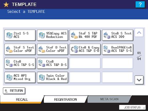 6 TEMPLATES 6.TEMPLATES Using Useful templates This equipment has default templates that can be used immediately. They are registered to the group number 00 Useful templates.