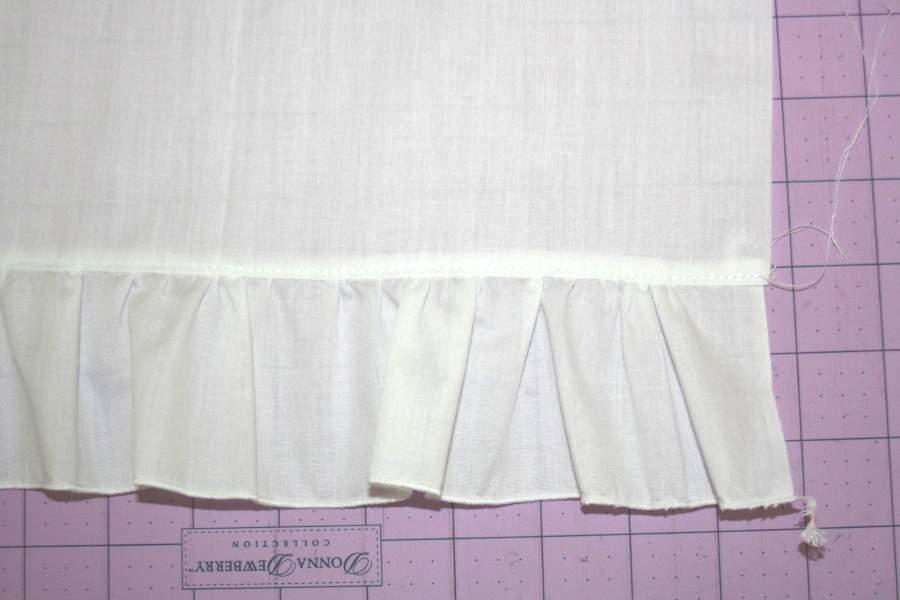 8 Flip the ruffle back down and top stitch close