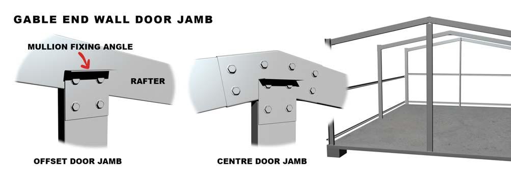 DOOR JAMBS FOR ROLLER DOORS, LARGE WINDOWS & GLASS SLIDING DOORS GABLE END WALL DOOR JAMB An Gable End Wall door jamb is a C section (the same size as the main columns), which forms the side frame