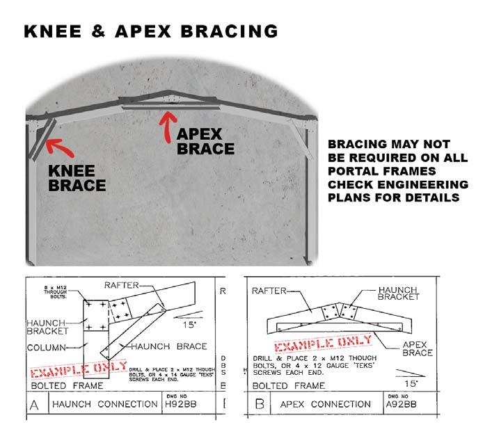 10. FIXING KNEE & APEX BRACES (IF REQUIRED SEE ENGINEERING PLANS) Fit any knee or apex braces as supplied.