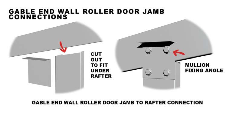 GABLE END WALL ROLLER DOOR JAMBS C SECTIONS Attach a Base Cleat Bracket to the bottom of each Gable End Wall Roller Door Jamb ensuring that it is offset to allow for the Roller Door Track (as per the