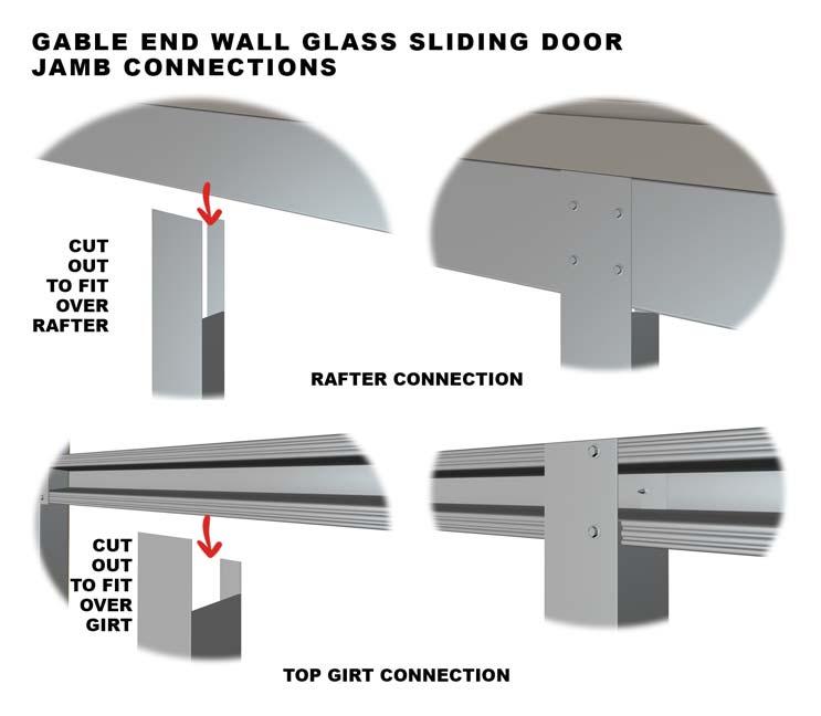 GABLE END WALL GLASS SLIDING DOOR OPENING SIZE Refer to the supplied manufacturers recommended installation material for instructions on how to calculate the OPENING SIZE for the window (generally