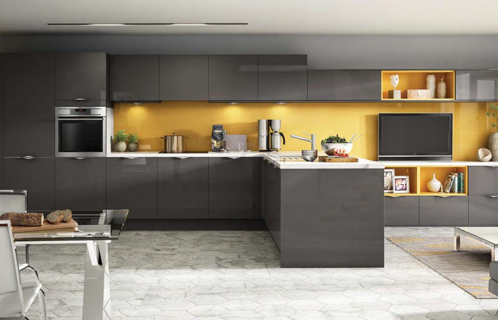 Inline Gloss Ice Anthracite The Inline range is the perfect option for a modern kitchen.