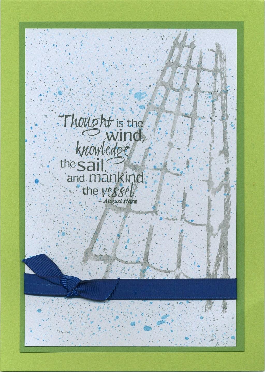 April 2012 Come Sail Away Greetings to Go Page 6 of 6 Card #3 White Die Cuts: 3.75 Oval and Happy Birthday 1.