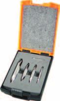 00 INDUSTRIAL COUNTERSINK SETS 4 piece HSS M2 Bright Finish Cross hole type Sizes: 2-5, 5-10, 10-15,