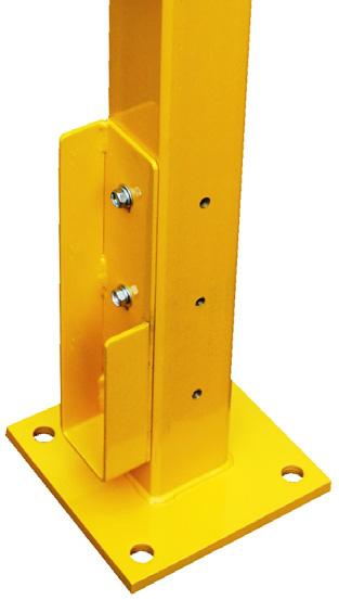 Fasten each J- bracket to the post with three bolts, lock washers and flat washers. NOTE: The short side of each should be on the inside of the post, i.e. on the side closer to the road, parking lot, etc.