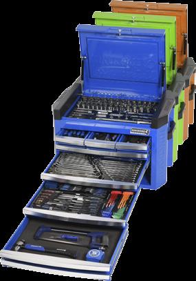 TROLLEY HANDLES TWIN GAS STRUTS PLASTIC KINCROME EMBOSSED MOULDED WORK SURFACE WITH INTEGRATED MDF WOOD WORK PLATFORM CONTOUR CHEST KIT 209 PIECE & PART NO P1413 CONTOUR TOOL CHEST 8 DRAWER 745 x 475