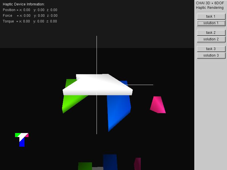 Figure 8.5: and Glut. Screenshot of haptic-based T puzzle game. It is developed based on OpenGL When the game starts, there is not gravity in the virtual environment.