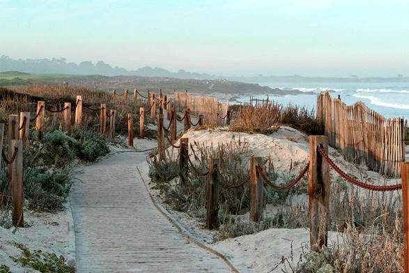 Across the street from Asilomar State Beach is Asilomar Dunes Natural Preserve, where a landmark stile stands at the gateway to this preserve and the Asilomar Conference Grounds.