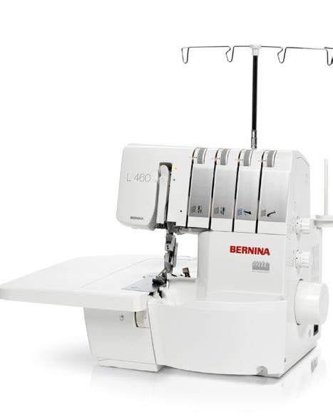 L460 The new L460 uses the Bernina Freehand System to for knee operated presser foot lift and has a slide on table table to enlarge the sewing space which makes handling some fabrics much easier.