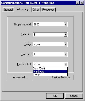Integrity Instruments XP-A/I User Manual Flow Control Options The Microsoft Windows operating systems allow a user to select several RS- flow control options.