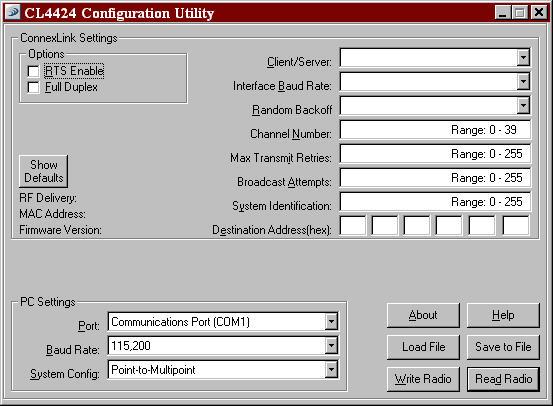 4. CL4424 Configuration Utility Software AeroComm provides the easy to use CL4424 Utility Software for programming the CL4424.