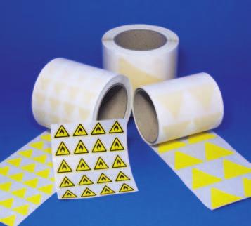Pressure sensitive adhesive labels for safety, warning and electrical box identification. The labels are designed to protect against abrasion, environmental and chemical exposure.