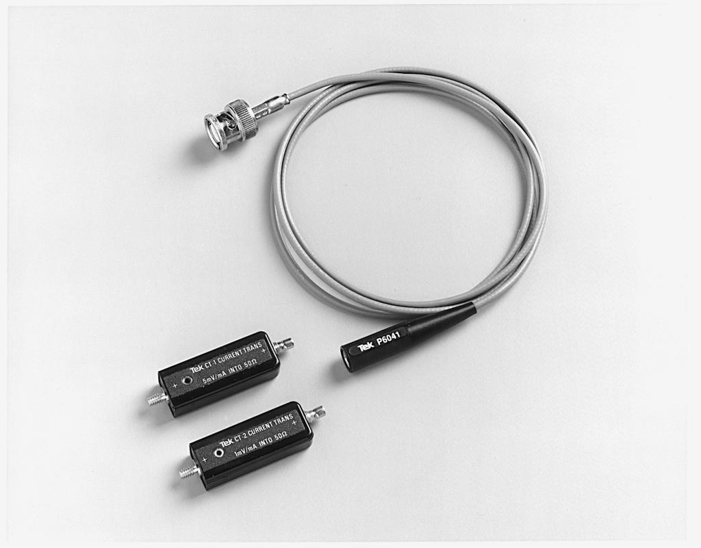 Data Sheet The P6041 Probe Cable provides the connection between the CT1 and CT2 Current Transformers and a BNC oscilloscope input.