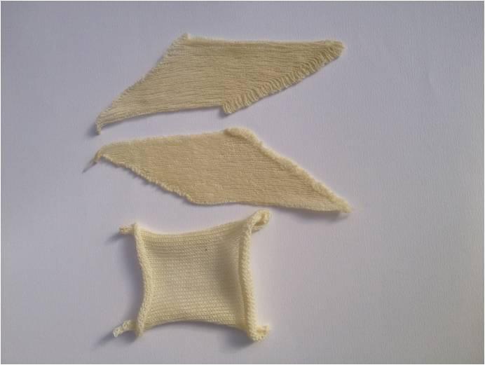 Figure 14. Skew generated using directional twist on plain knit fabric. (Scott, 2014) Figure 15. Links/links fabric (Scott, 2012) Figure 16. Pleated fabric (Scott, 2012) Scott 4.