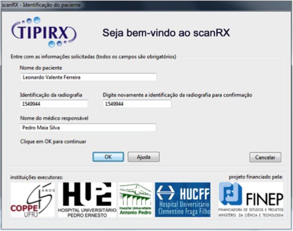 Images for this section: Fig. 0: Software scanrx. A.Monteiro. UERJ.