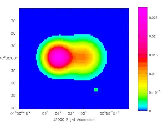 Example : MS-MFS on simulated EVLA data (1-2 GHz) Intensity Image MFS multi-scale = 1 = 1 Spectral