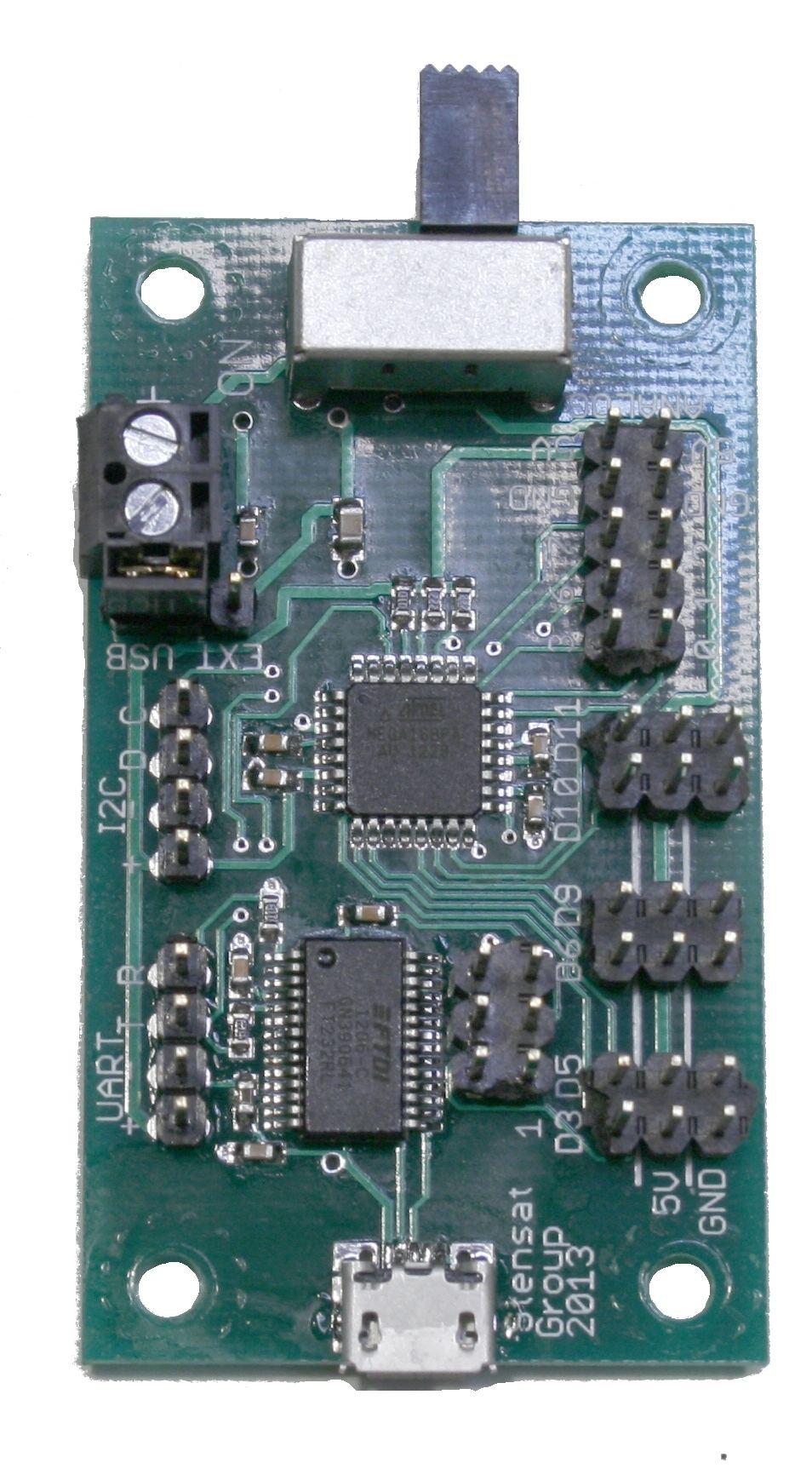 Processor Board Layout Power Switch Power Switch Switches external power on and off When USB selected, switch does not function Micro USB Port Used for programming and UART interfacing with USB host