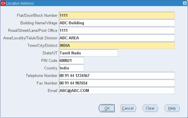 After selecting the Address Style, you will have the form shown below, where