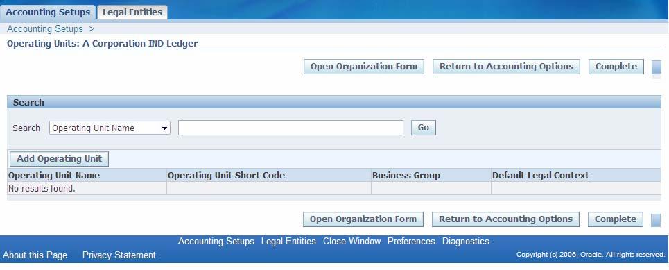 In the screen, one can see Open Organization Form, by clicking this you can create operating unit as you did in Release 11.