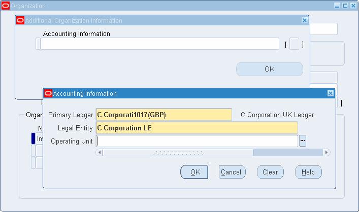 Select the Ledger and Legal Entity