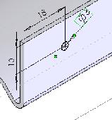 For the next hole, the cylinder pivot hole, repeat step 9 above but this time sketch and dimension the hole as in the next picture.