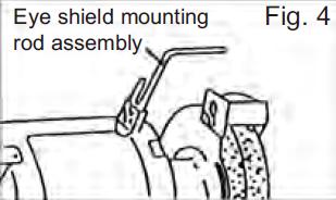 Carefully examine Figure 3 and assemble one rod, one bracket, one bolt and one flat washer as shown. When it has been assembled as shown in the figure, install it to the wheel guard of the grinder.