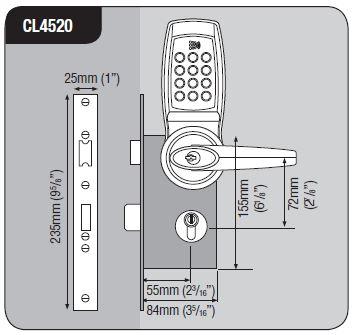 The key will open the door without the code. CL4520 Anti-Panic Lock Function Outside handle and key functions as before.