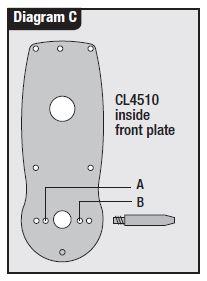 7. Fit the self-adhesive gaskets to the front and back plates. The gaskets provide friction against the door so that it is not necessary to over-tighten the fixing bolts to provide stability. 8.