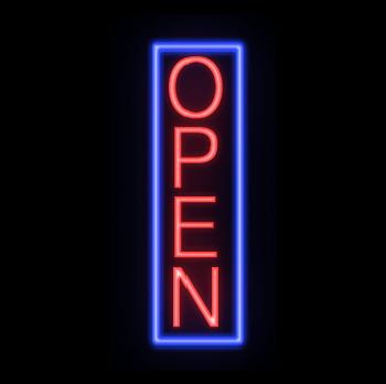 STOCK NEON SIGNS A Open Neon Stock Sign. Letters Clear Red, Border Horizon B Open Neon Stock Sign.