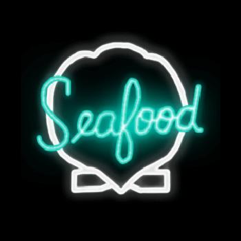 STOCK NEON SIGNS AG Fresh In Live Fish Graphic Neon Stock Sign.