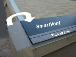 Nail the SmartVent to the roof decking at the top edge with (4) nails spaced evenly from one end to the other.