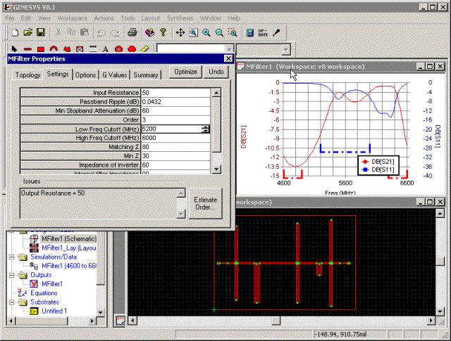 M/FILTER: Types Elliptic Bandpass The direct coupled elliptic bandpass works best for bandwidths greater than 10%.