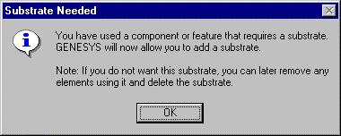 Synthesis 10. If a substrate HAS NOT been defined the following dialog appears: and the user is given the opportunity to define a substrate before the conversion is completed.