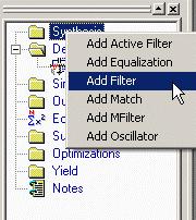 Synthesis The Create a New Filter dialog appears as shown below.