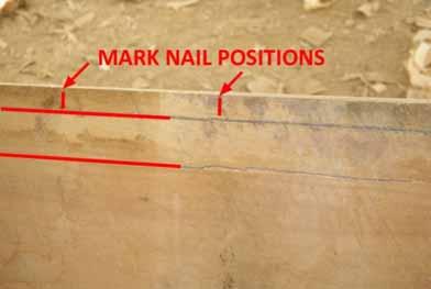 6.1 EDGE NAILING OF PLANKS A Mark nail positions When edge fastening, planks slots need to be cut for the nails.