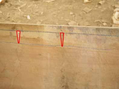 B Cut nail slots Using a sharp V-shape chisel, cut the nail slots in the marked positions.