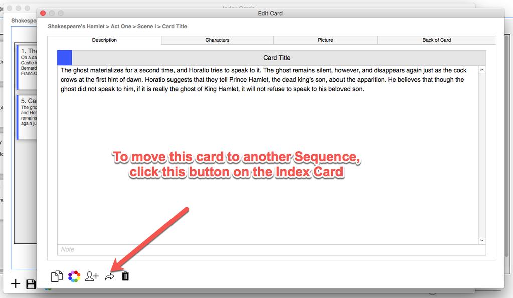 You can also add Characters to Index Cards.