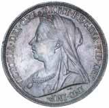 2558* Queen Victoria, old head, silver crown, 1899 LXIII (S.3937). Attractive mint bloom, nearly uncirculated.