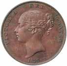 2574 Queen Victoria, bronze penny, 1895, (S.3962). Full mint red, uncirculated, scarce. $80 2569* Queen Victoria, copper penny, 1858 OT, (S.3948).