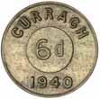 central disc with denomination, around the top 'Curragh', at