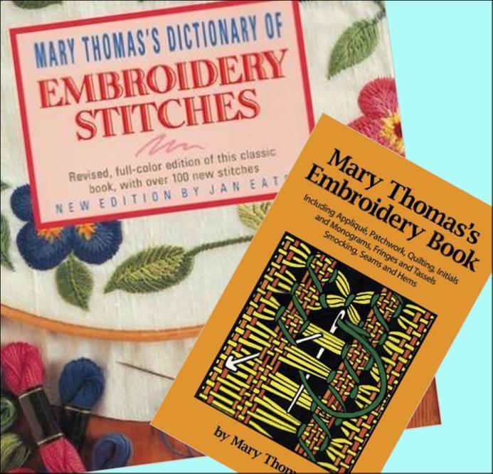 and manners of works wrought by the needle with silk '. Many books on embroidery stitches are published, but two of the ones I refer to most frequently are by Mary Thomas.
