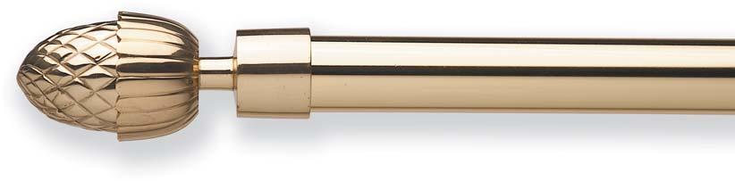 360cm (12 ) - 4 Solid brass finial designs: Classic, Acorn, Cone, Ball